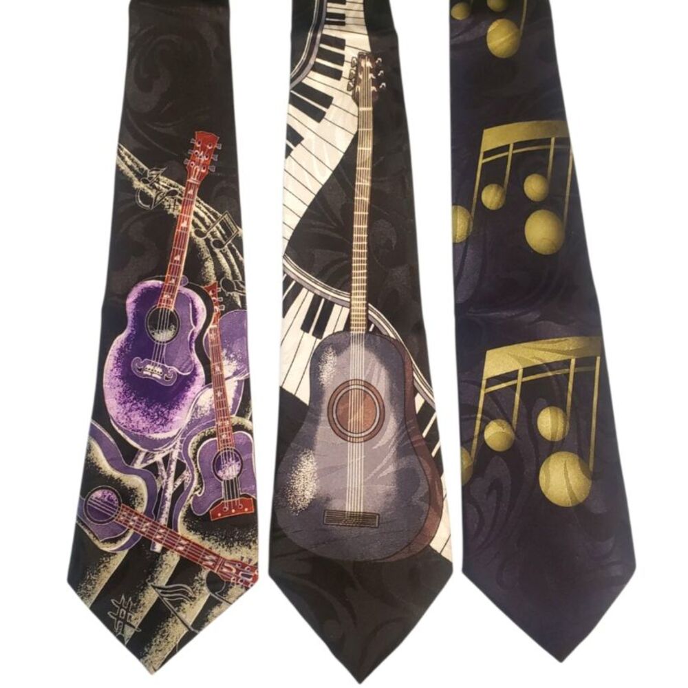 Guitars Music Notes Keyboards Tie Lot #83C - Lot of 3 Novelty Necktie NWT Sale